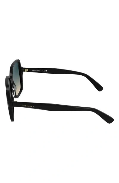 Longchamp Le Pliage 57mm Gradient Modified Rectangular Sunglasses In Black