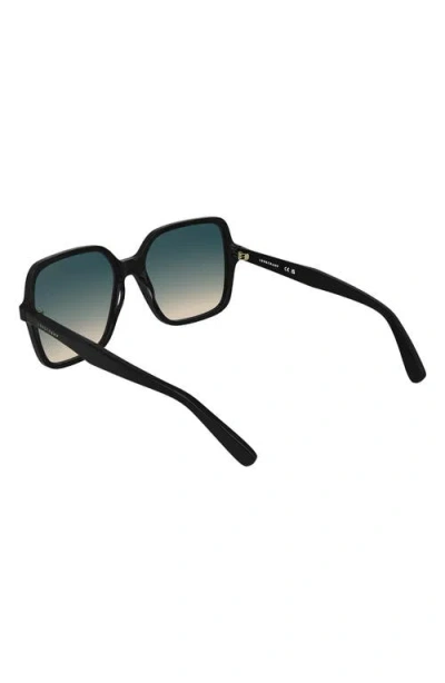 Longchamp Le Pliage 57mm Gradient Modified Rectangular Sunglasses In Black