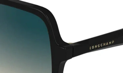 Longchamp Le Pliage 57mm Gradient Modified Rectangular Sunglasses In Black