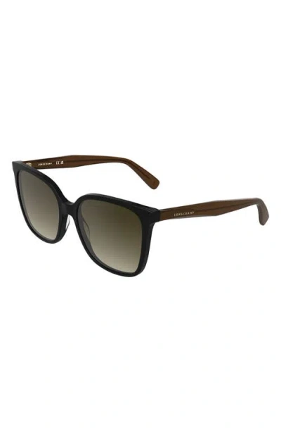 Longchamp Le Pliage 55mm Gradient Modified Rectangular Sunglasses In Black