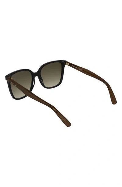 Longchamp Le Pliage 55mm Gradient Modified Rectangular Sunglasses In Black