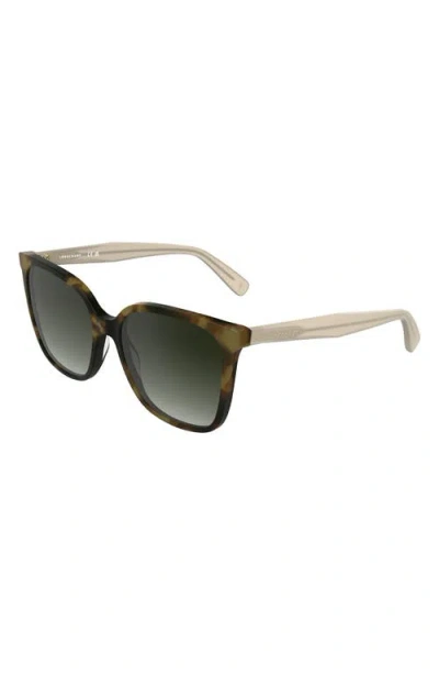 Longchamp Le Pliage 55mm Gradient Modified Rectangular Sunglasses In Green