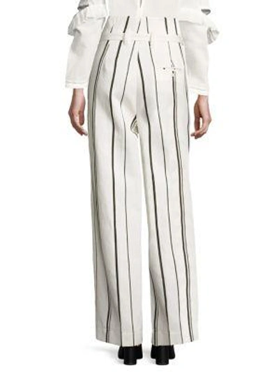 Shop 3.1 Phillip Lim / フィリップ リム Belted Striped Wide-leg Pants In Parchment