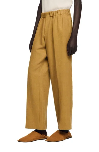 Sandro Wide-leg Elasticated Linen Trousers In Multi