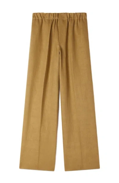 Sandro Wide-leg Elasticated Linen Trousers In Multi