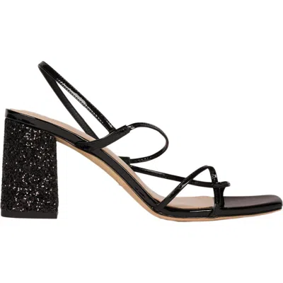 Sandro Glitter Block-heeled Sandals In Black