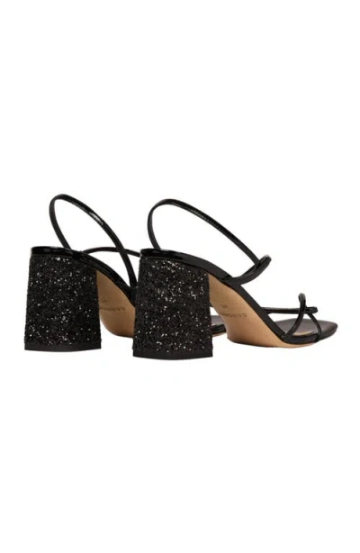 Sandro Glitter Block-heeled Sandals In Black