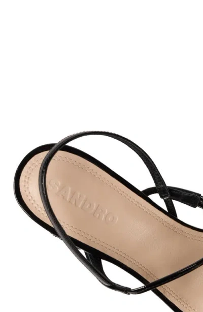 Sandro Glitter Block-heeled Sandals In Black