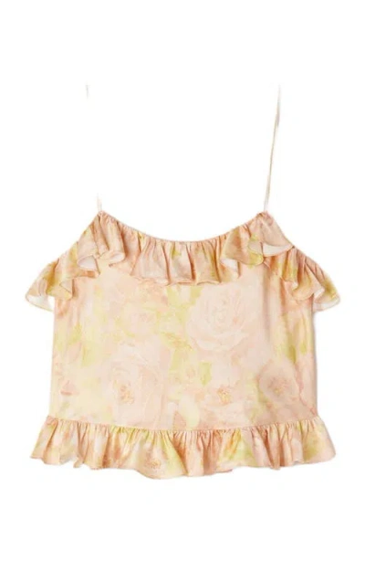 Sandro Paris Satin Floral Print Cami Top In Multi