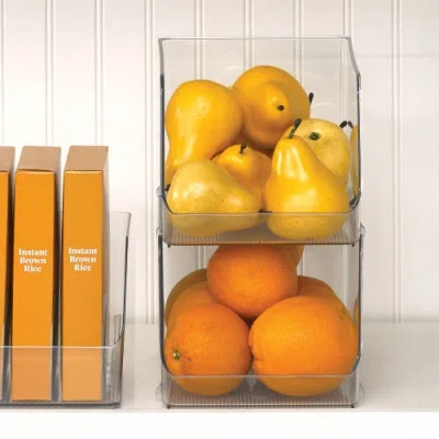 Idesign Clear Plastic Stackable Open Front Storage Bin In Transparent