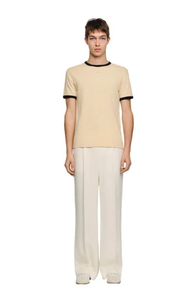 Sandro Two-tone Patch T-shirt In Brown