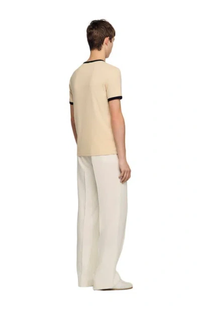 Sandro Two-tone Patch T-shirt In Brown