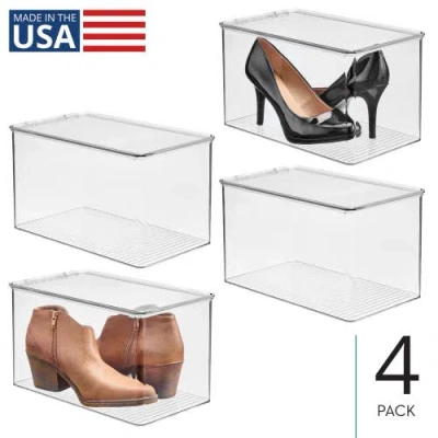 Idesign Stackable Clear Plastic Shoe Boxes With Lids, Storage Shoe Container For Closet, 4-pack In Transparent