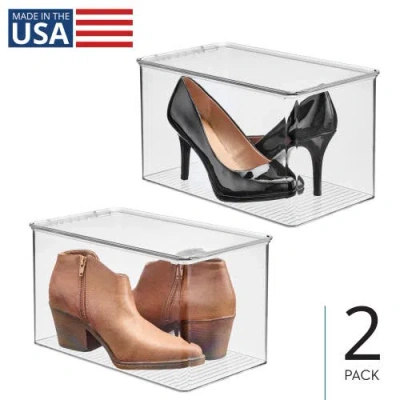 Idesign Stackable Clear Plastic Shoe Boxes With Lids, Storage Shoe Container For Closet, 2-pack In Transparent