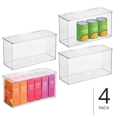 Idesign Plastic Stackable Hinged-lid Pantry Or Kitchen Storage Box In Transparent