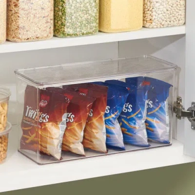Idesign Plastic Stackable Hinged-lid Pantry Or Kitchen Storage Box In Transparent
