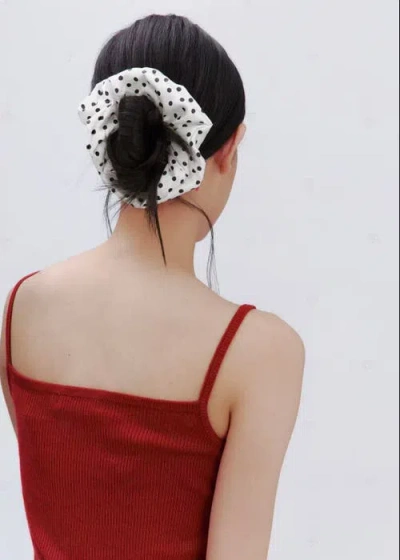 Olah Polka Dot Silk Scrunchie In Neutral
