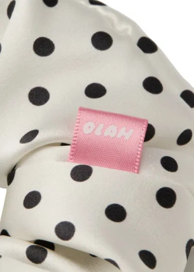 Olah Polka Dot Silk Scrunchie In Neutral