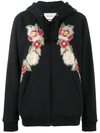 GUCCI Gucci Print rose embroidered hoodie,DRYCLEANONLY