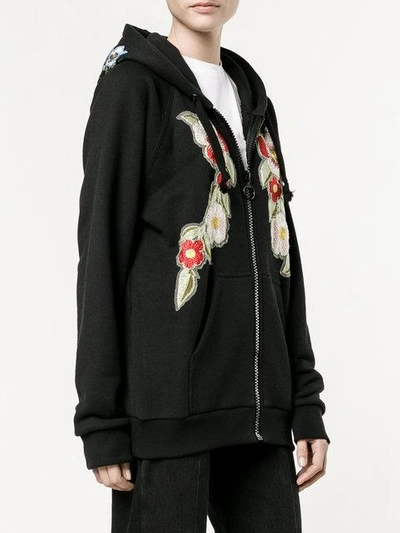 Shop Gucci Print Rose Embroidered Hoodie
