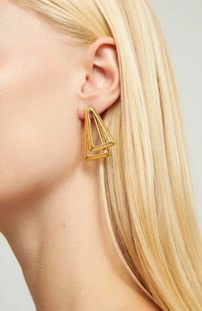 Unode50 Gold-tone Open Triangle Stud Earrings In Gold