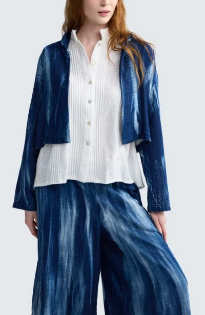 Luukaa Reese Batik-effect Short Jacket In Blue
