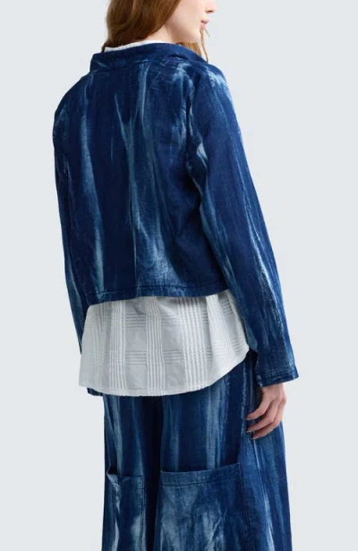 Luukaa Reese Batik-effect Short Jacket In Blue