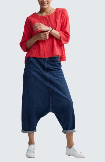 Luukaa Elira Mixed-texture Blouse In Red