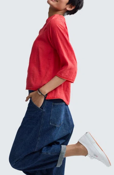 Luukaa Elira Mixed-texture Blouse In Red