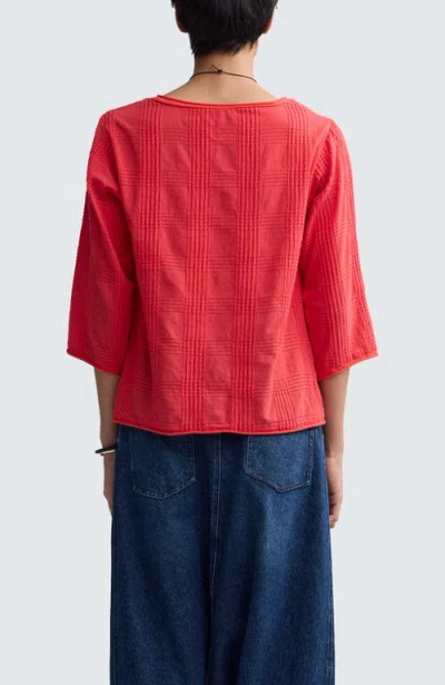 Luukaa Elira Mixed-texture Blouse In Red