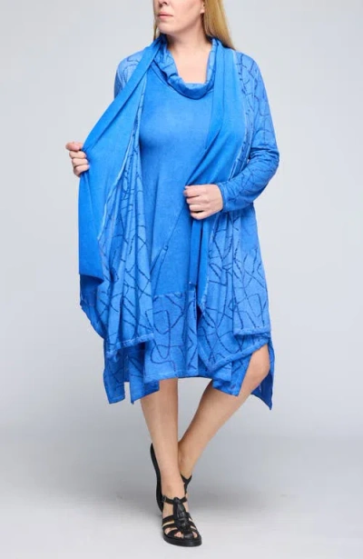 Luukaa Axel Devore Cotton Jersey Duster In Blue