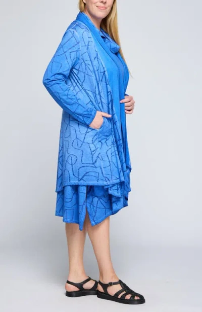 Luukaa Axel Devore Cotton Jersey Duster In Blue