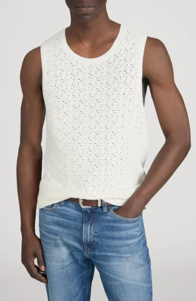Frame Open Stitch Sleeveless Sweater In White