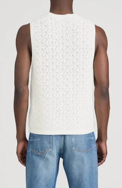 Frame Open Stitch Sleeveless Sweater In White