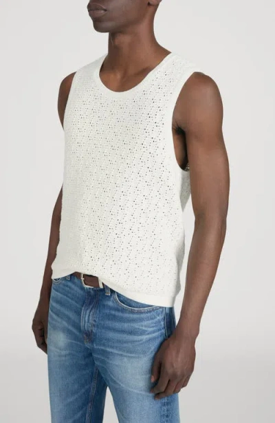 Frame Open Stitch Sleeveless Sweater In White