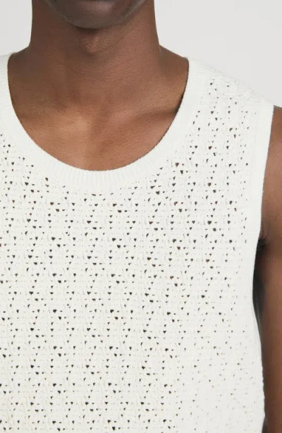 Frame Open Stitch Sleeveless Sweater In White