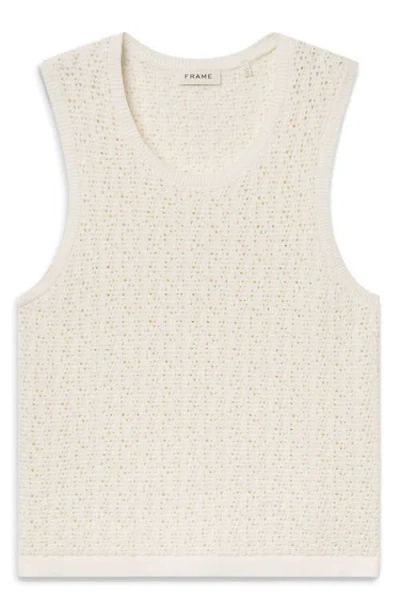 Frame Open Stitch Sleeveless Sweater In White