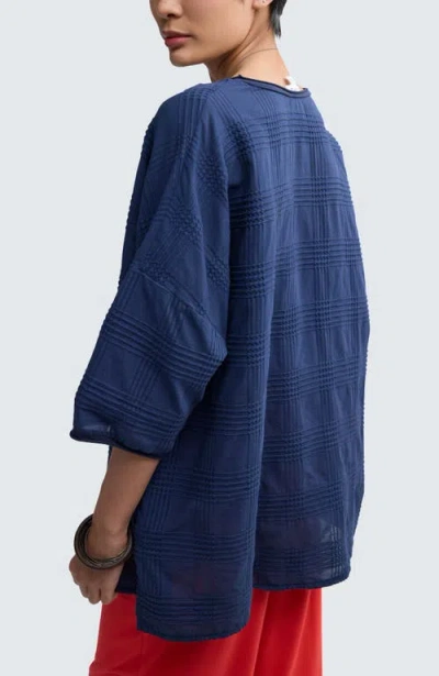 Luukaa Aurea Mixed-texture Tunic In Blue