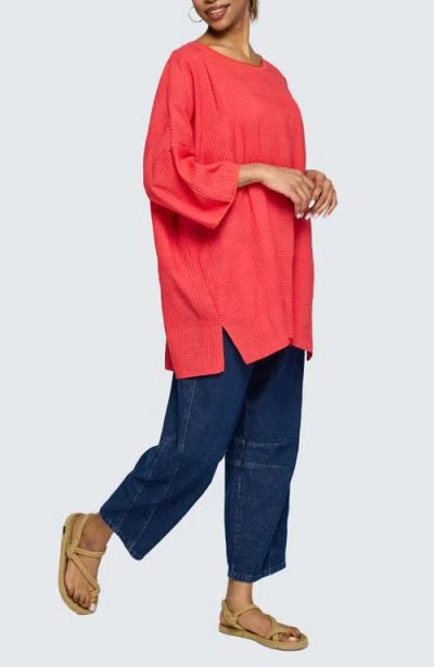 Luukaa Aurea Mixed-texture Tunic In Red