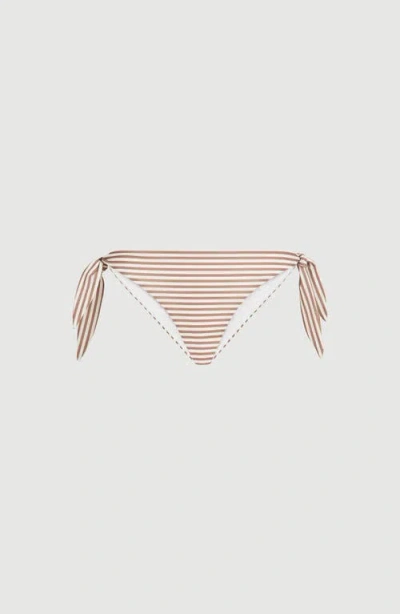 Brunello Cucinelli Striped Techno Jersey Bikini Bottoms In Brown