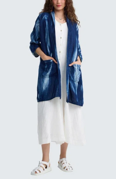 Luukaa Monroe Batik-effect Long Jacket In Blue