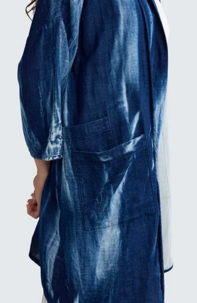 Luukaa Monroe Batik-effect Long Jacket In Blue