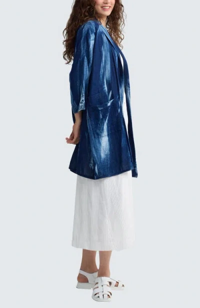 Luukaa Monroe Batik-effect Long Jacket In Blue