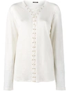 Balmain White Crossed Lace Shirt