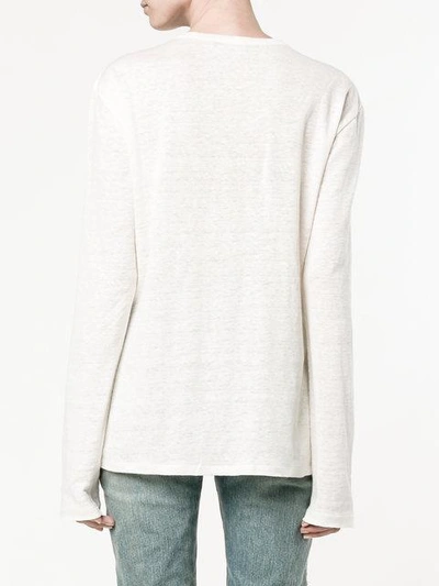 Shop Balmain Lace-up Long Sleeve Top In White