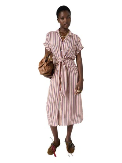 Gerard Darel Striped Button-front  Midi Dress In Multi