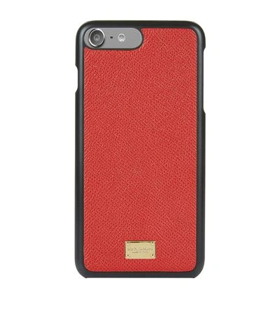 Dolce & Gabbana Grain Leather Iphone 7 Plus Case In Red