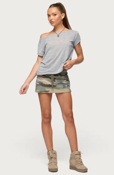 Edikted Bayside Camo Drawstring Microskort In Green