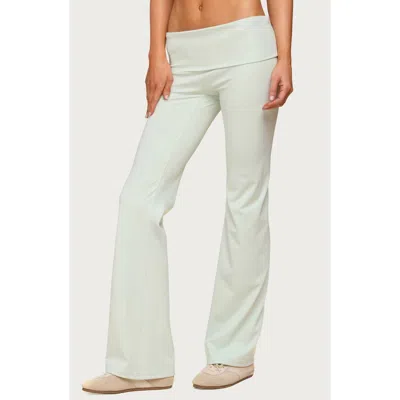 Edikted Oriane Foldover Flared Leggings In Green