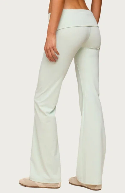 Edikted Oriane Foldover Flared Leggings In Green